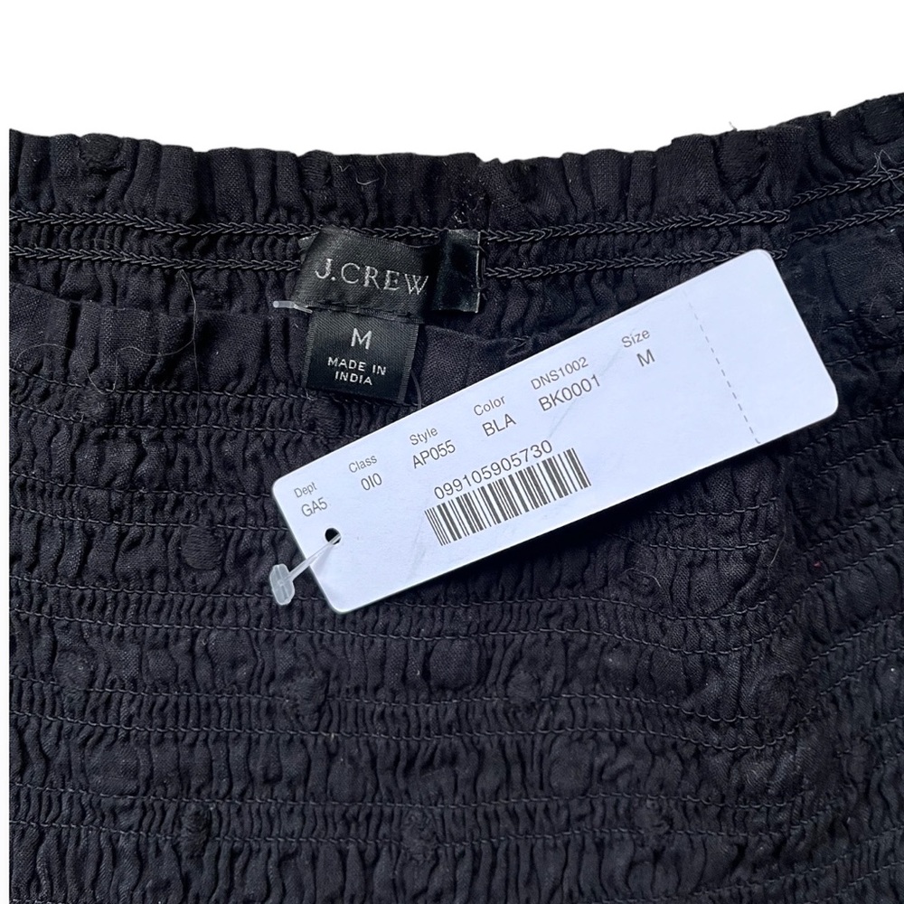 NWT J. Crew Black Smocked Ruffled Mini Skirt, sz Medium - Picture 2 of 6